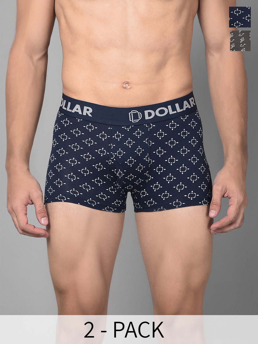 

Dollar Bigboss Pack Of 2 Assorted Shuffle Intellisoft Cotton Trunks PO2-CO3