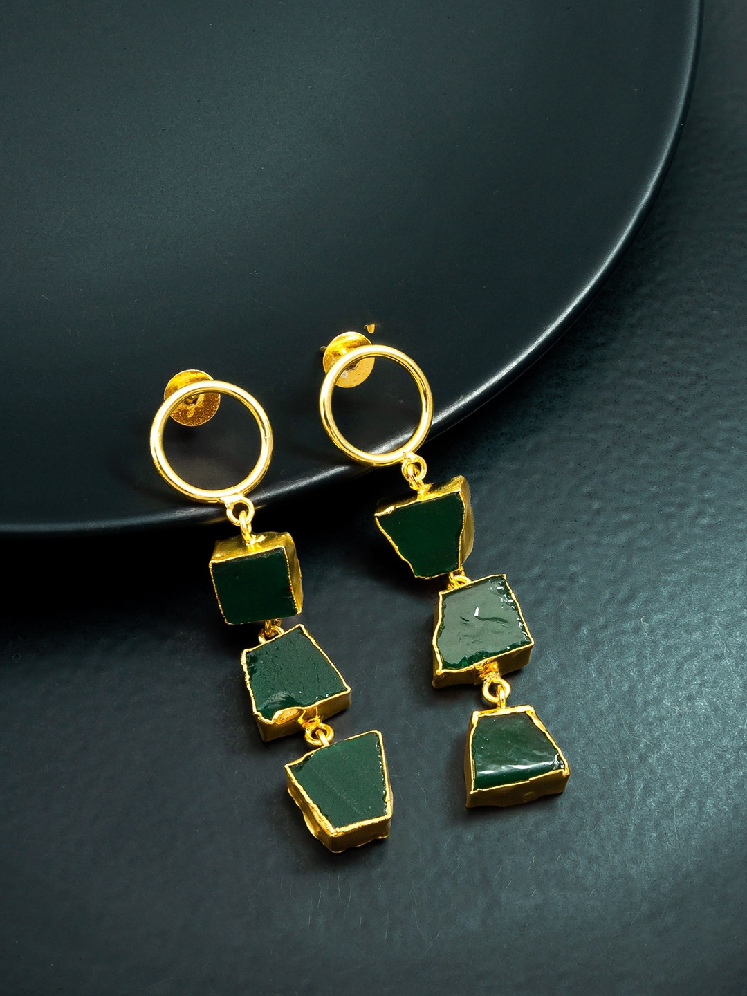 

aadita Gold Plated Geometric Drop Earrings