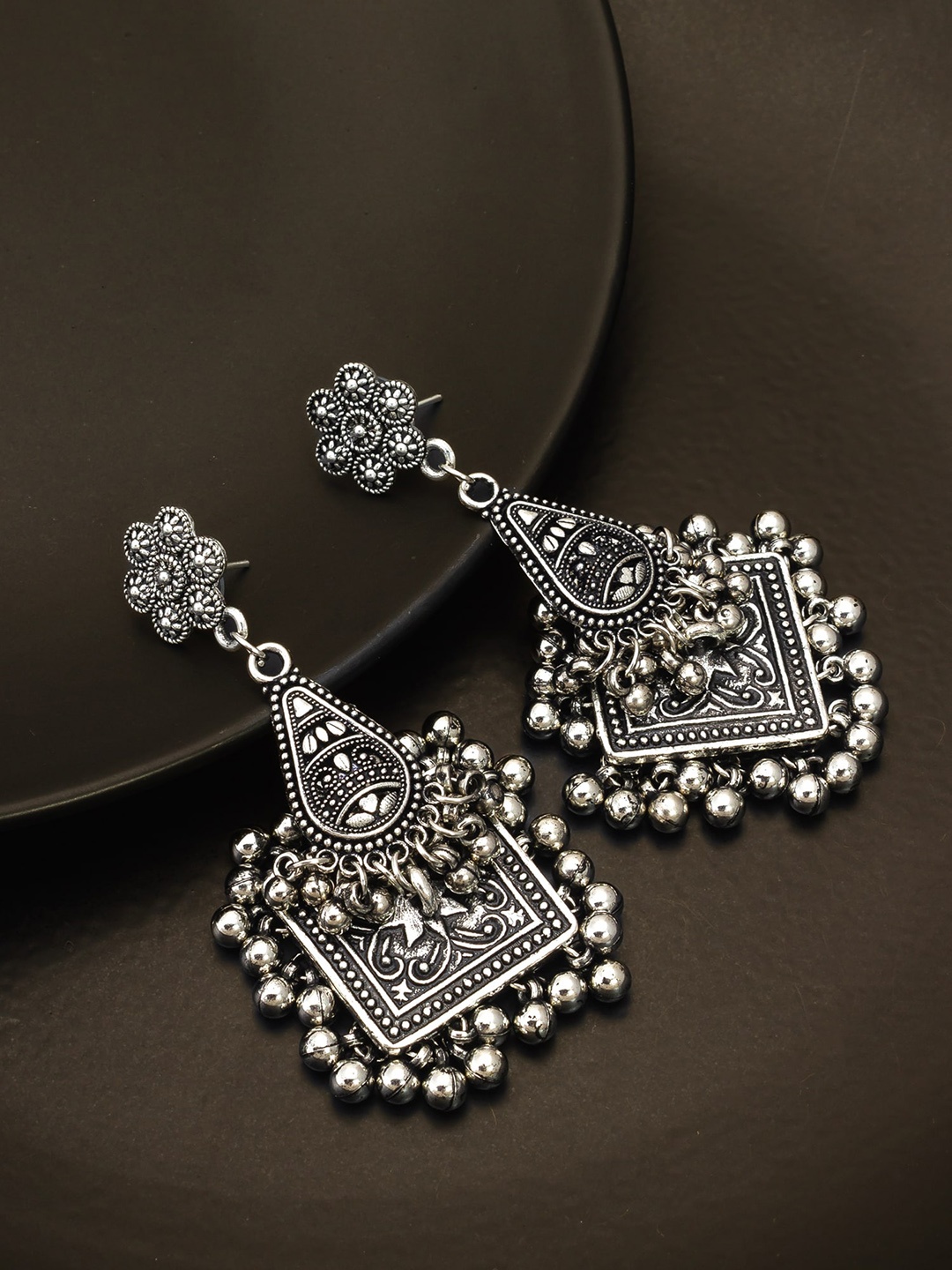 

aadita Beaded Drop Earrings, Silver