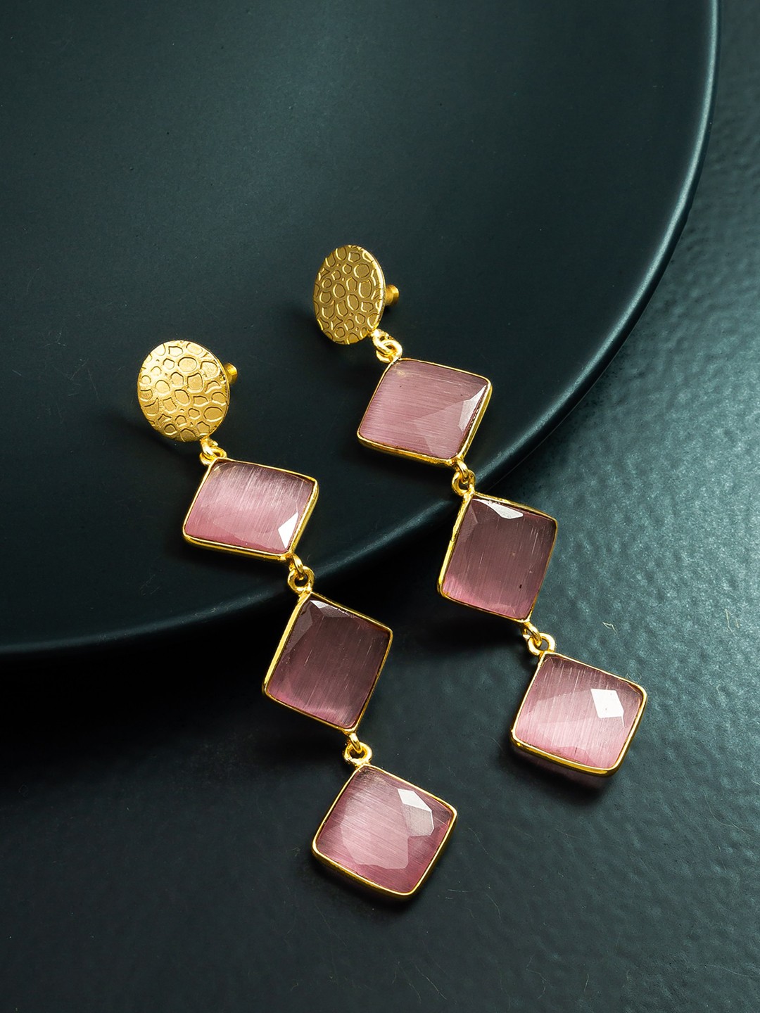 

aadita Geometric Drop Earrings, Gold