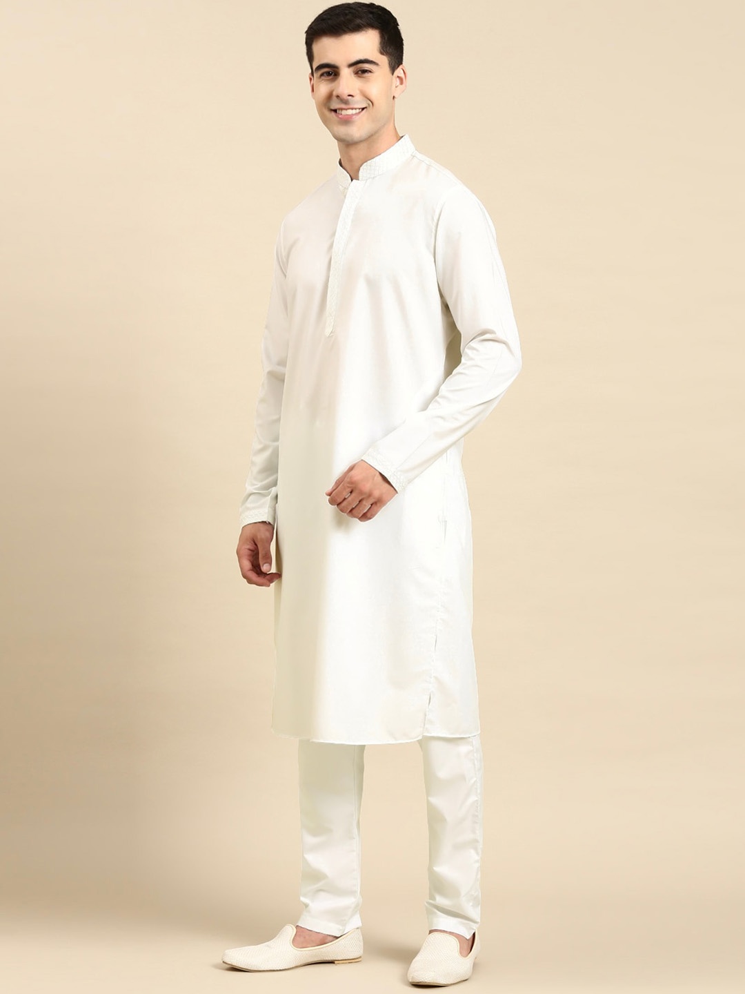 

TheEthnic.Co Pure Cotton Straight Kurta with Pyjama, Off white
