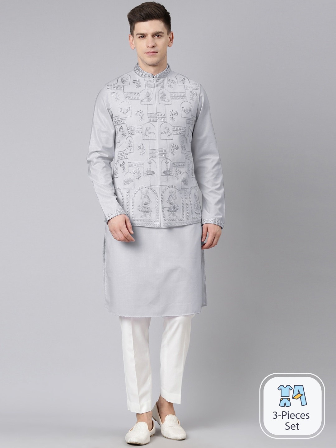 

TheEthnic.Co Regular Kurta With Palazzos, Grey