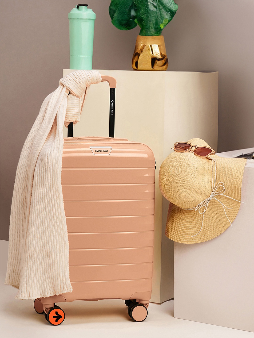 Nasher Miles Vienna Polypropylene Cabin Peach Trolley Bag - 20 Inch (55 cm)