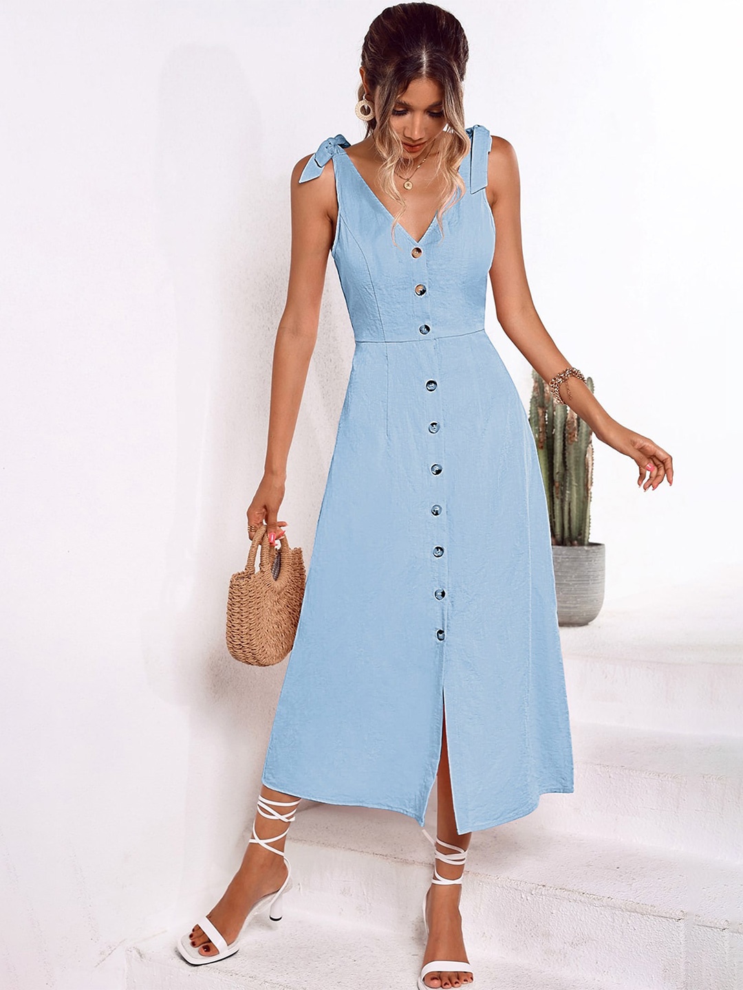 

LULU & SKY V-Neck Midi Dress, Blue