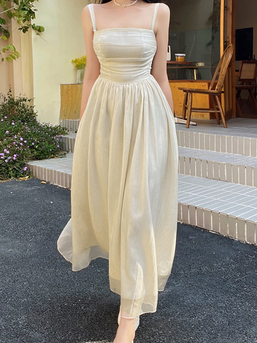 

LULU & SKY Shoulder Straps Maxi Dress, Off white
