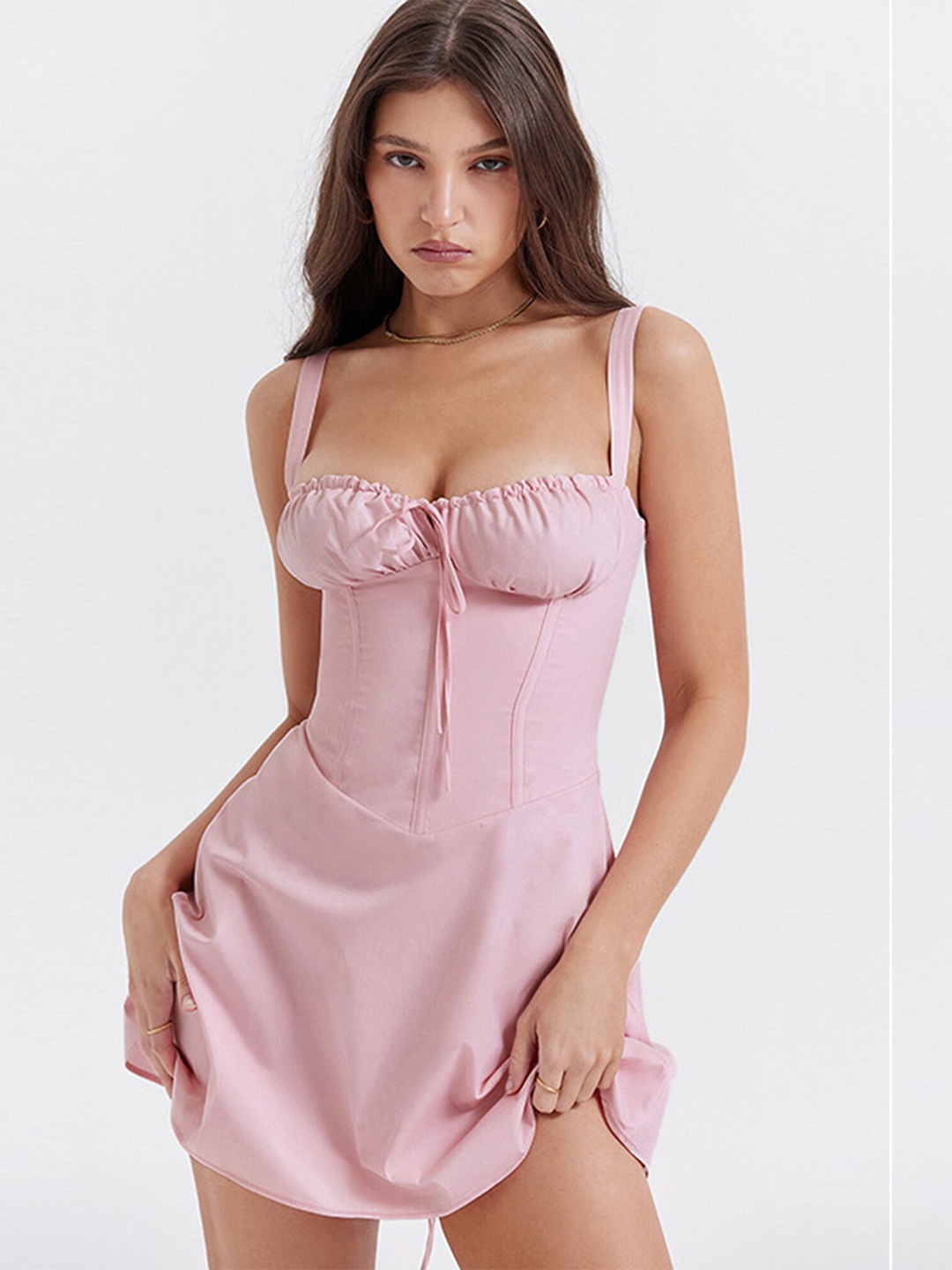 

LULU & SKY Shoulder Strap Fit and Flare Mini Dress, Pink