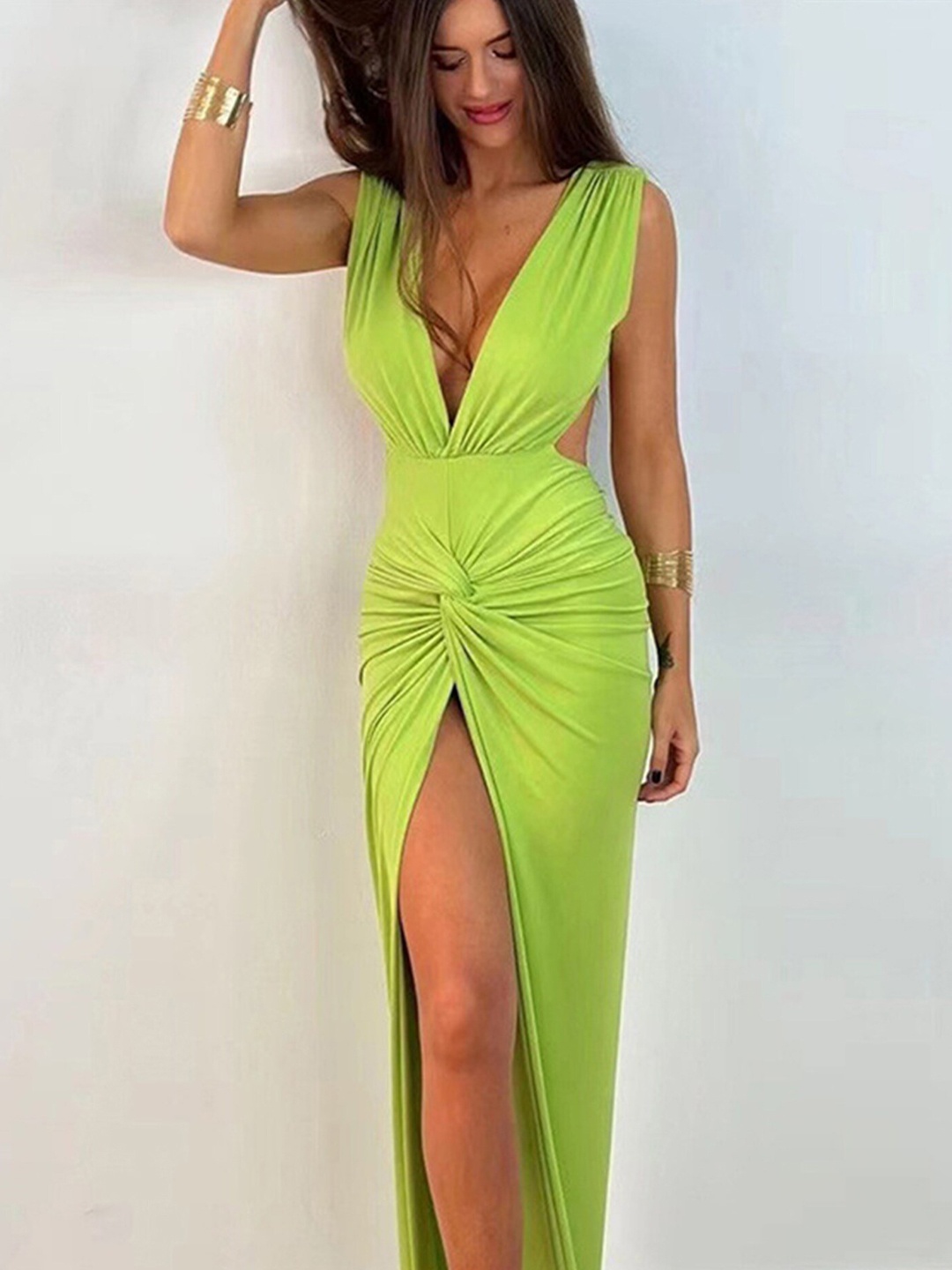 

LULU & SKY Green Sheath Maxi Dress