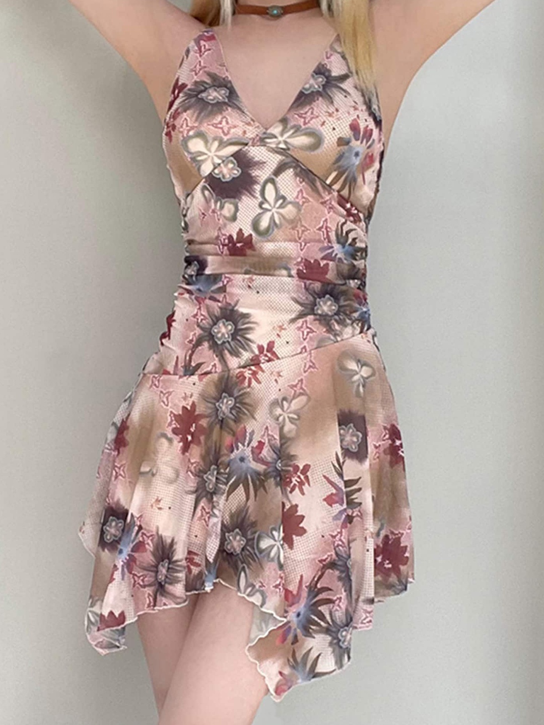

LULU & SKY Brown Floral Print A-Line Dress