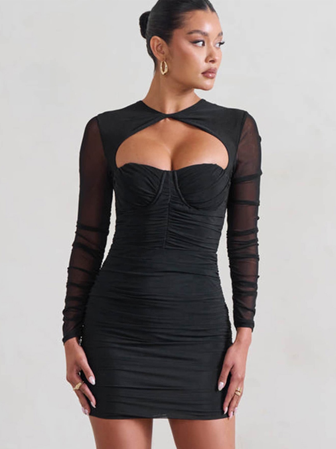 

LULU & SKY Cut-Out Detail Bodycon Mini Dress, Black