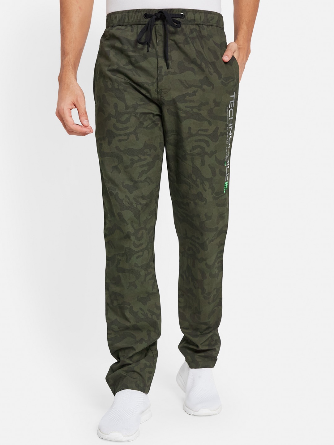 

Octave Men Camouflage Printed Regular Fit Cotton Track Pants, Olive