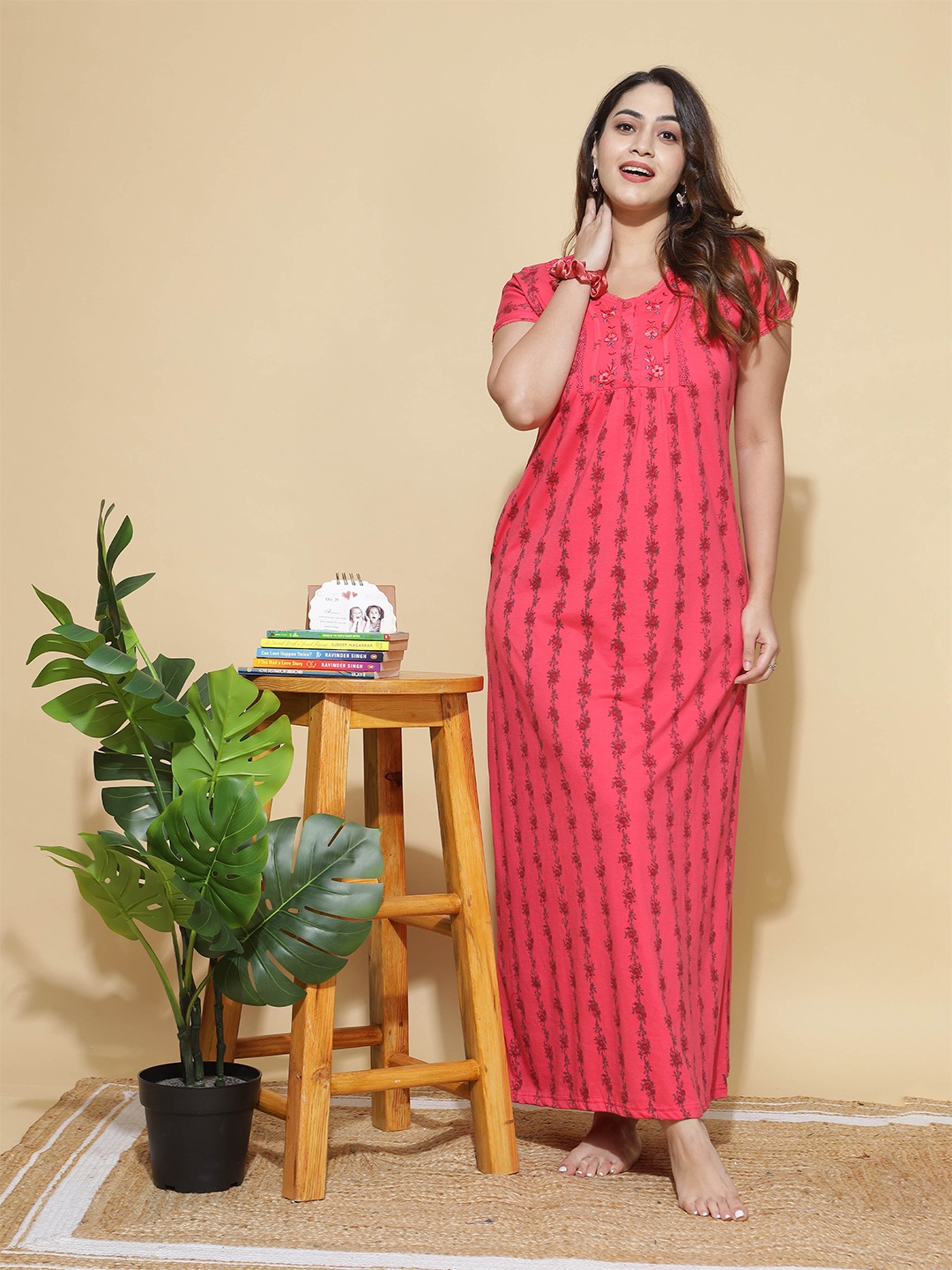 

9shines Label Floral Printed Maxi Nightdress, Pink