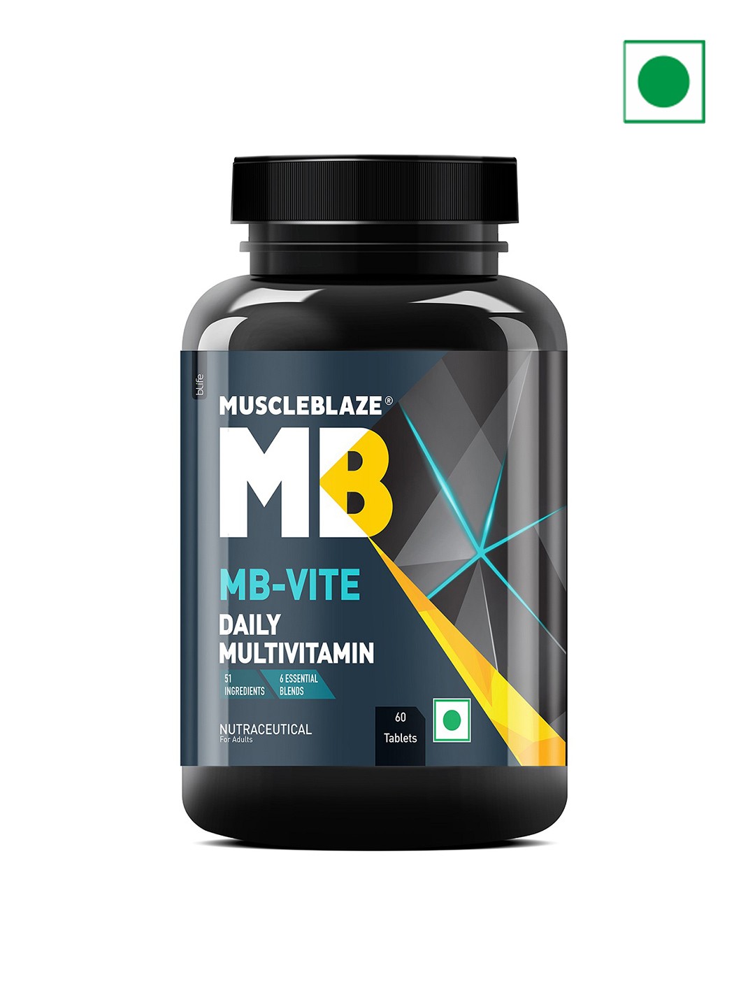 

MuscleBlaze MB-Vite Daily Multivitamin For Stamina & Recovery - 60 Tablets, Black