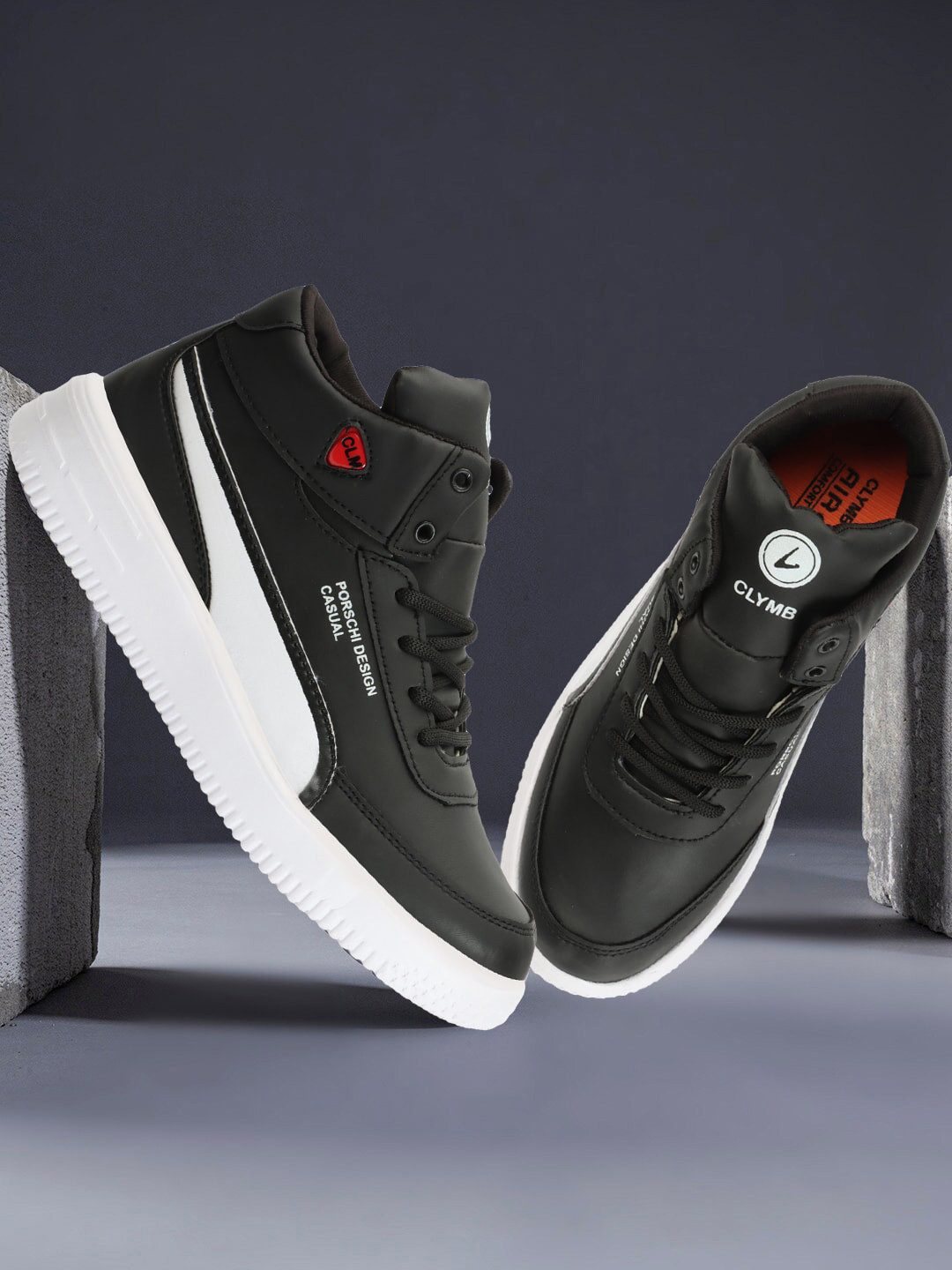 

CLYMB Men RAMBO Mid Top Training or Gym Shoes, Black