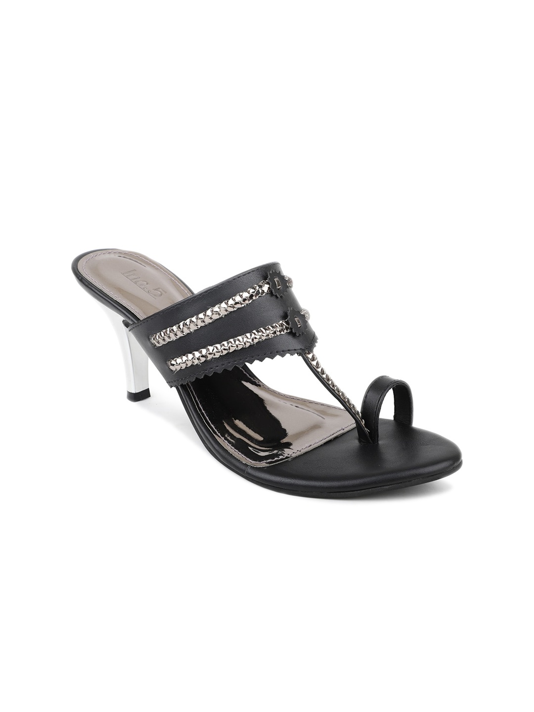 

Inc 5 Ethnic Braided One Toe Slim Heels, Black
