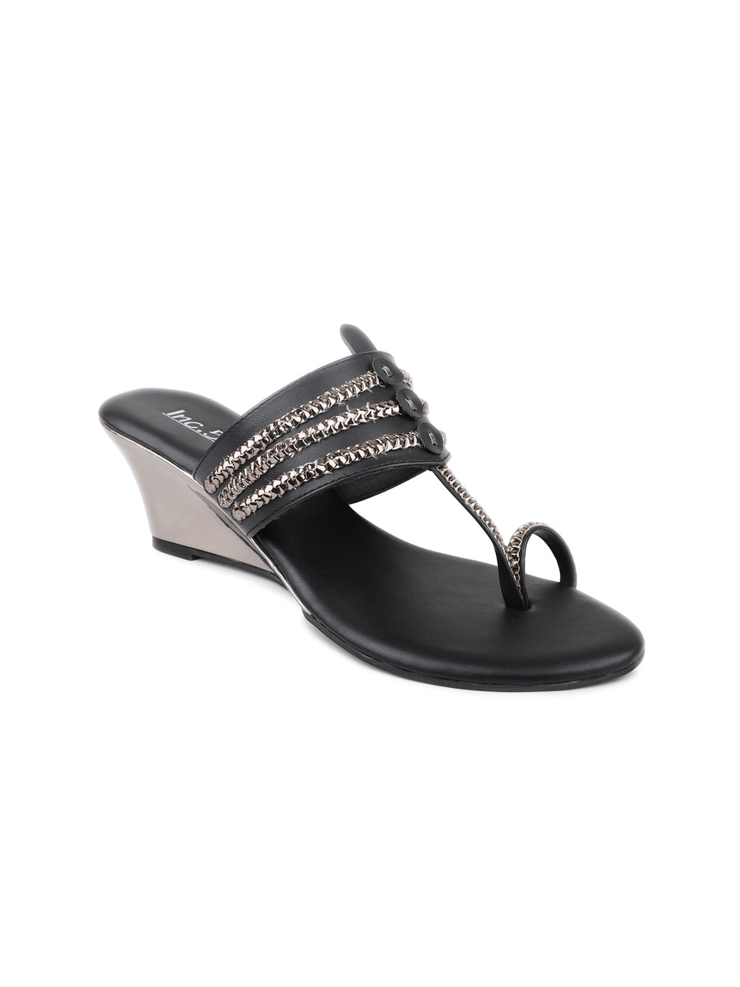 

Inc 5 Ethnic Embellished One-Toe Wedge Heels, Black