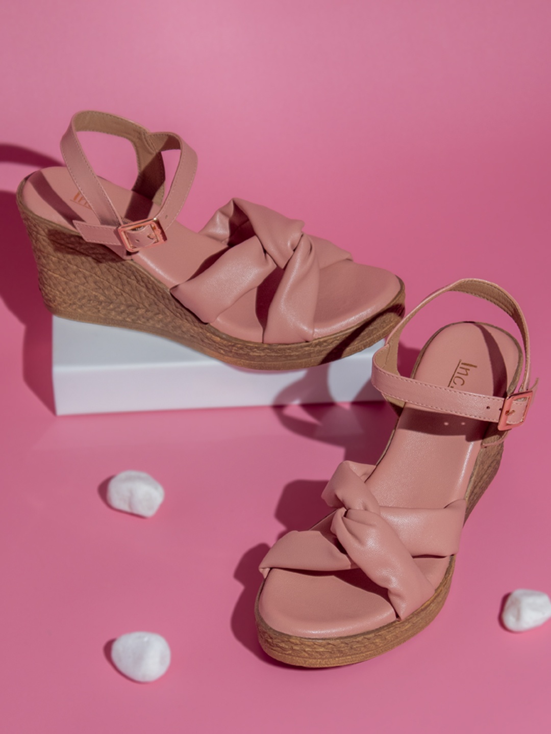 

Inc 5 Twisted Strap Wedge Heels, Peach