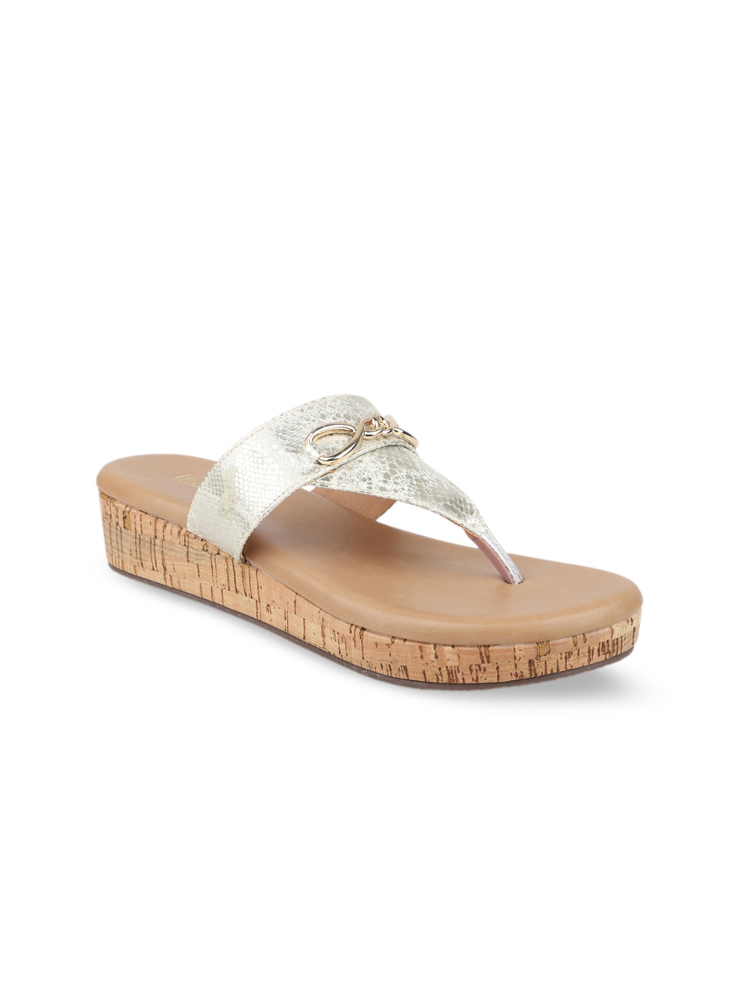 Inc 5 Textured Open-Toe T-Strap Comfort Heels, Gold