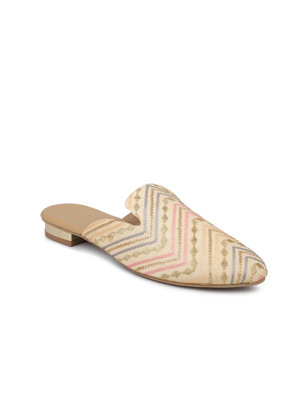 

Inc 5 Embroidered Block Mules, Beige