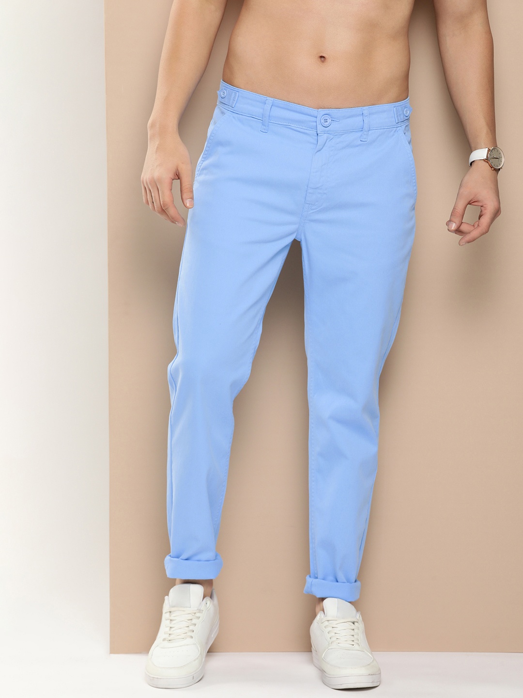 

HERE&NOW Men Tapered Fit Chinos, Blue