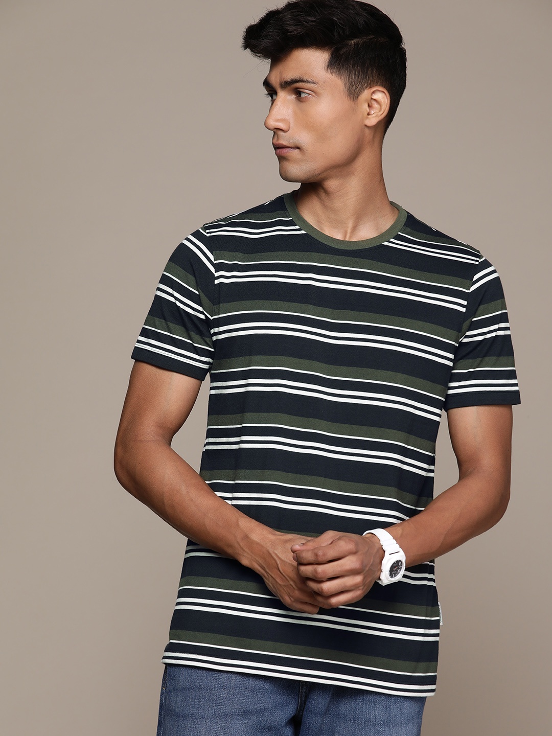 

The Roadster Lifestyle Co. Striped T-shirt, Olive