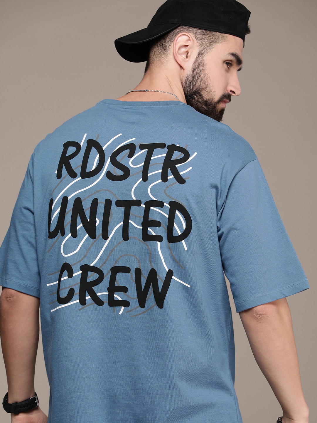 

The Roadster Lifestyle Co. Typography Printed Pure Cotton T-shirt, Blue