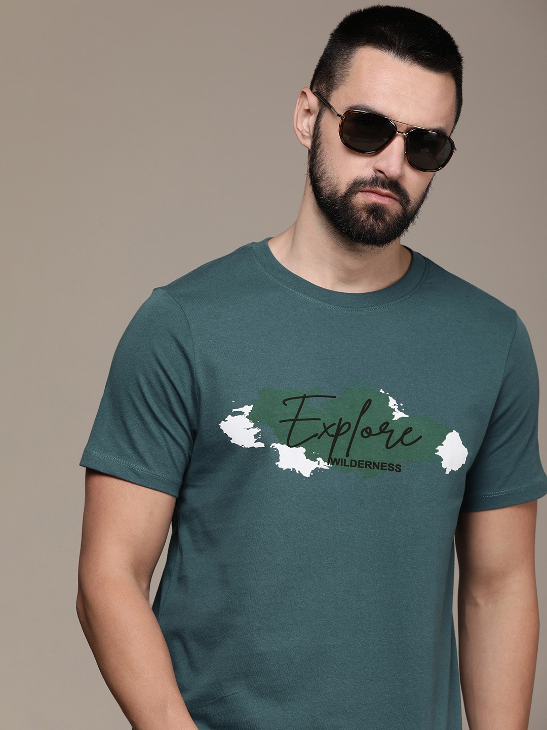 

The Roadster Life Co. Printed Pure Cotton T-shirt, Teal