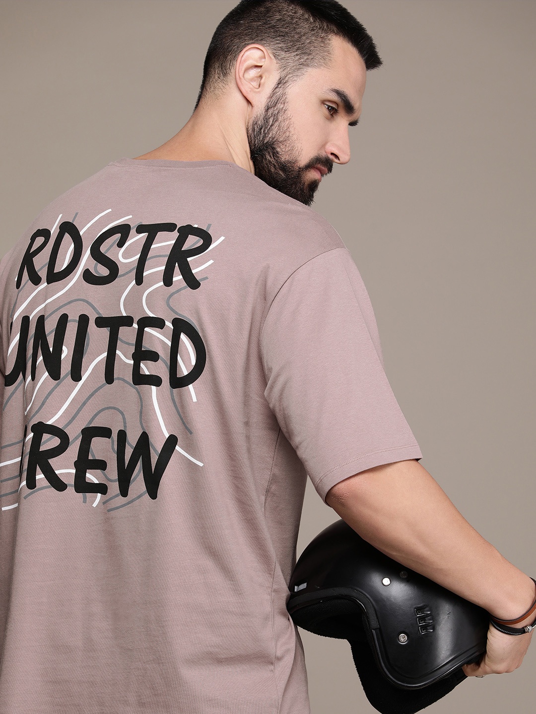

The Roadster Lifestyle Co. Brand Logo Printed Pure Cotton T-shirt, Pink