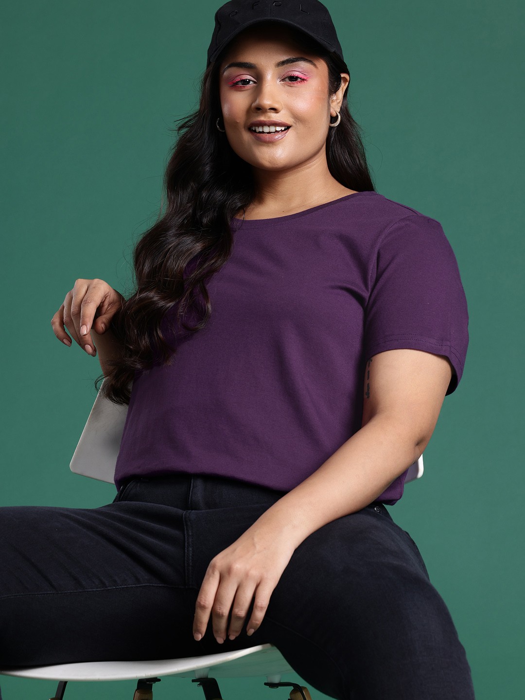 

DressBerry Women Plus Size Pure Cotton T-shirt, Purple
