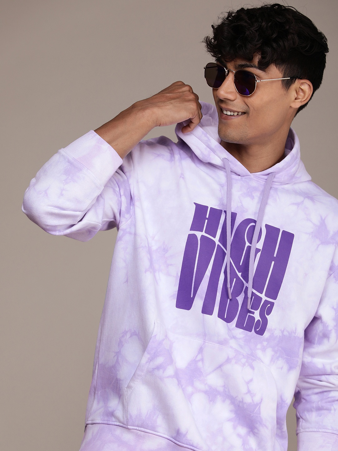 

WROGN Typography Printed Hooded Sweatshirt, Lavender