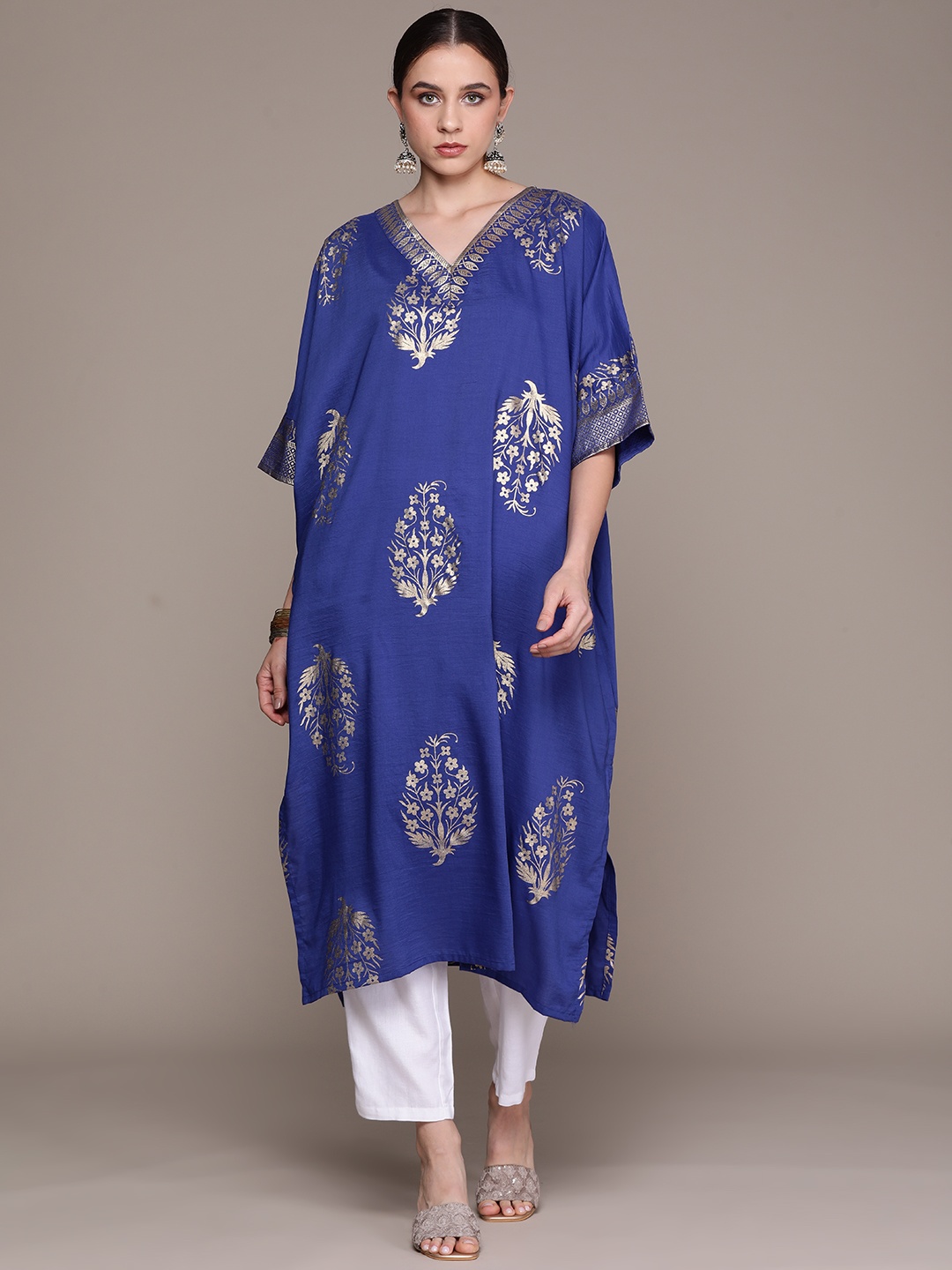 

Moda Rapido Women Ethnic Motifs Printed Extended Sleeves Kurta, Blue