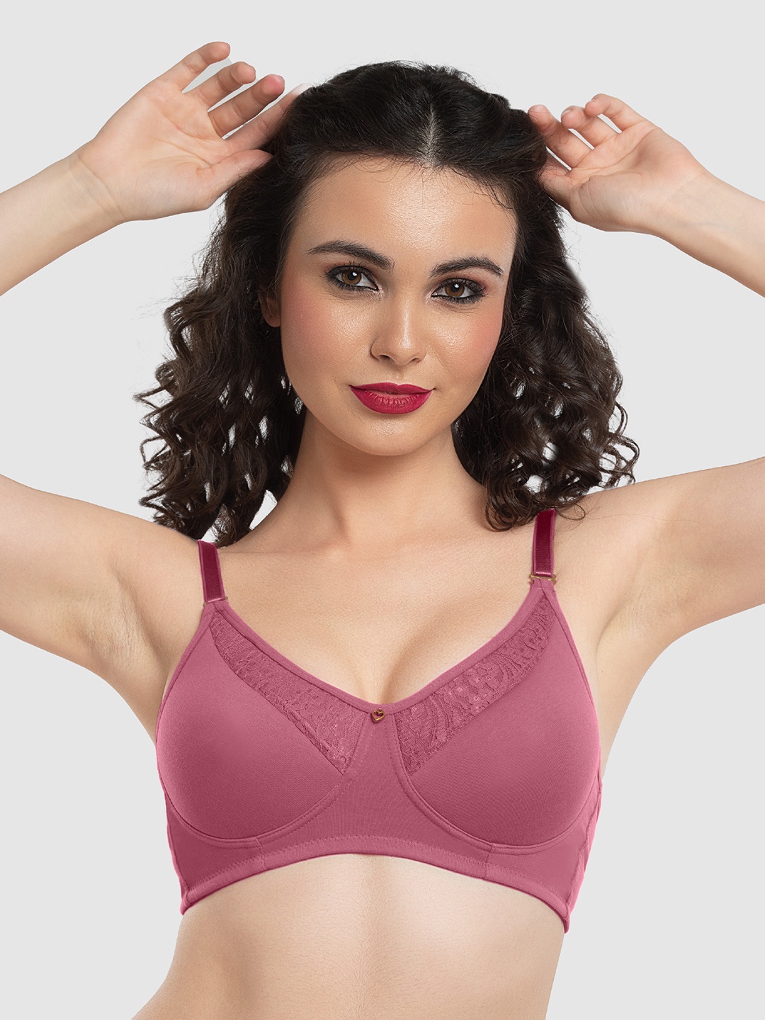 

Lovable Floral Lace Full Coverage Lightly Padded Everyday Bra With All Day Comfort, Pink