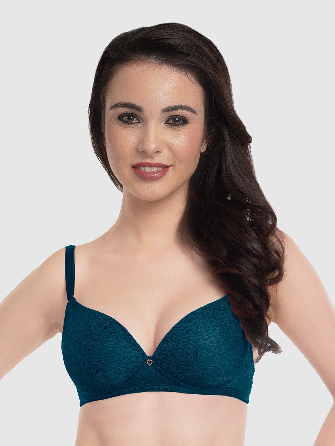 

Lovable Floral Lace Medium Coverage Lightly Padded Everyday Bra With All Day Comfort, Blue