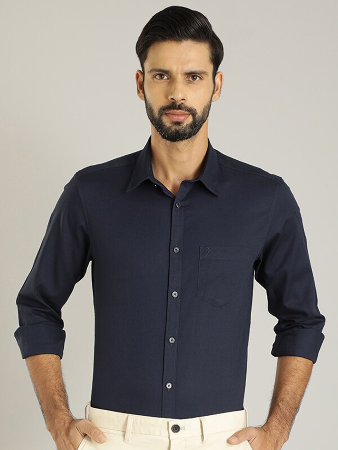 

Indian Terrain Classic Pure Cotton Casual Shirt, Navy blue