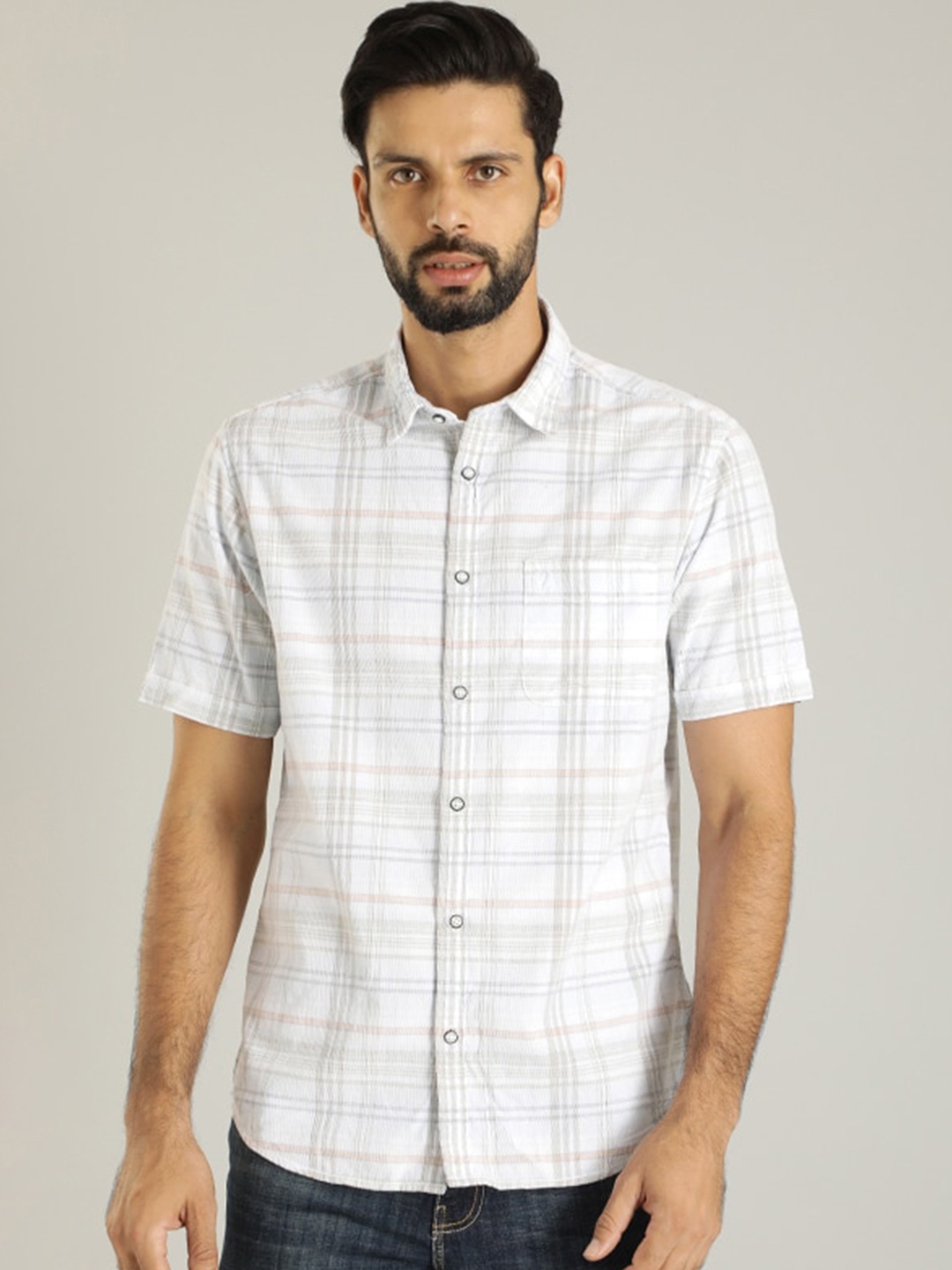 

Indian Terrain Classic Tartan Checks Cotton Casual Shirt, Blue