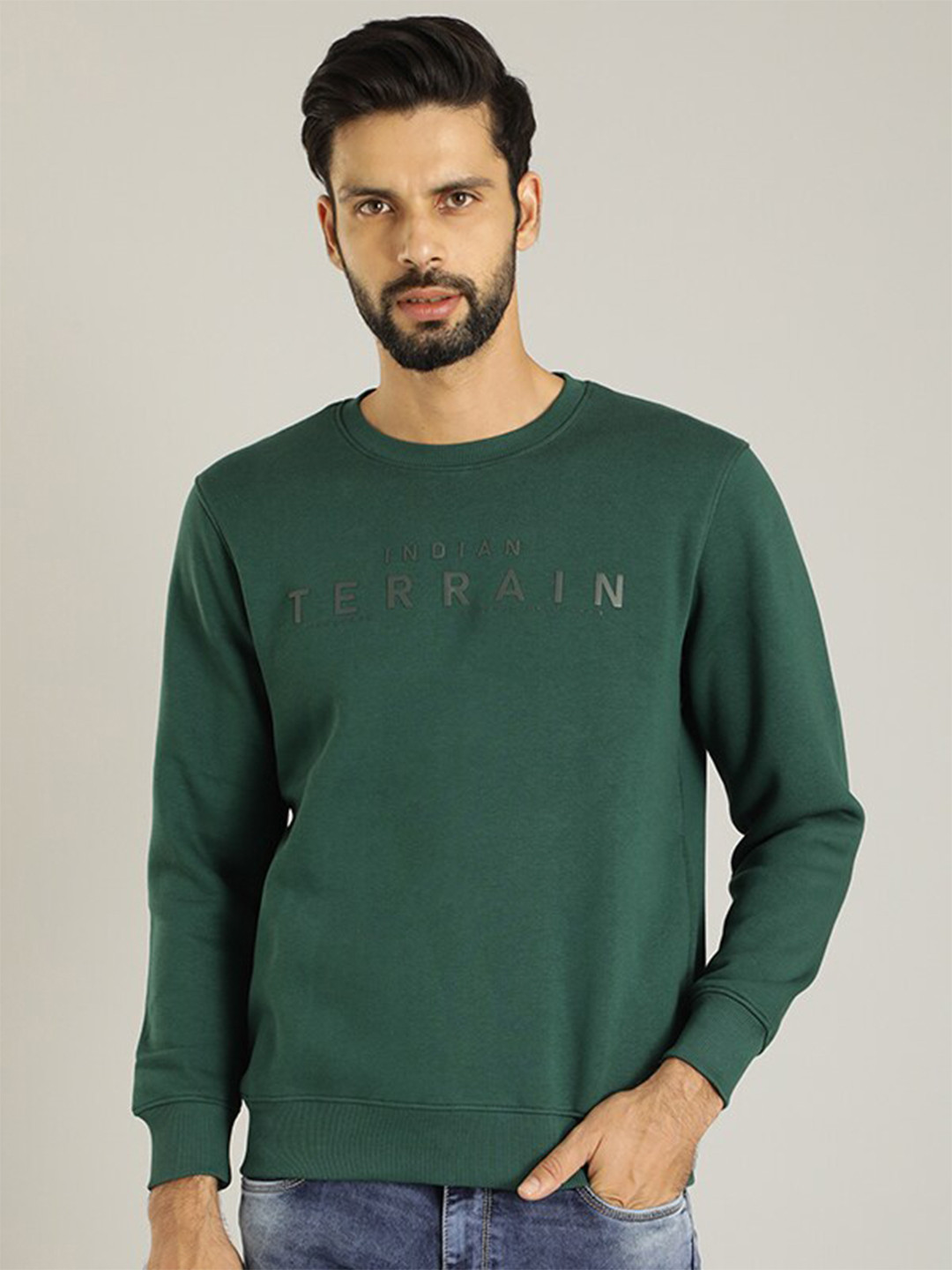 

Indian Terrain Typography Pullover Sweatshirt, Green