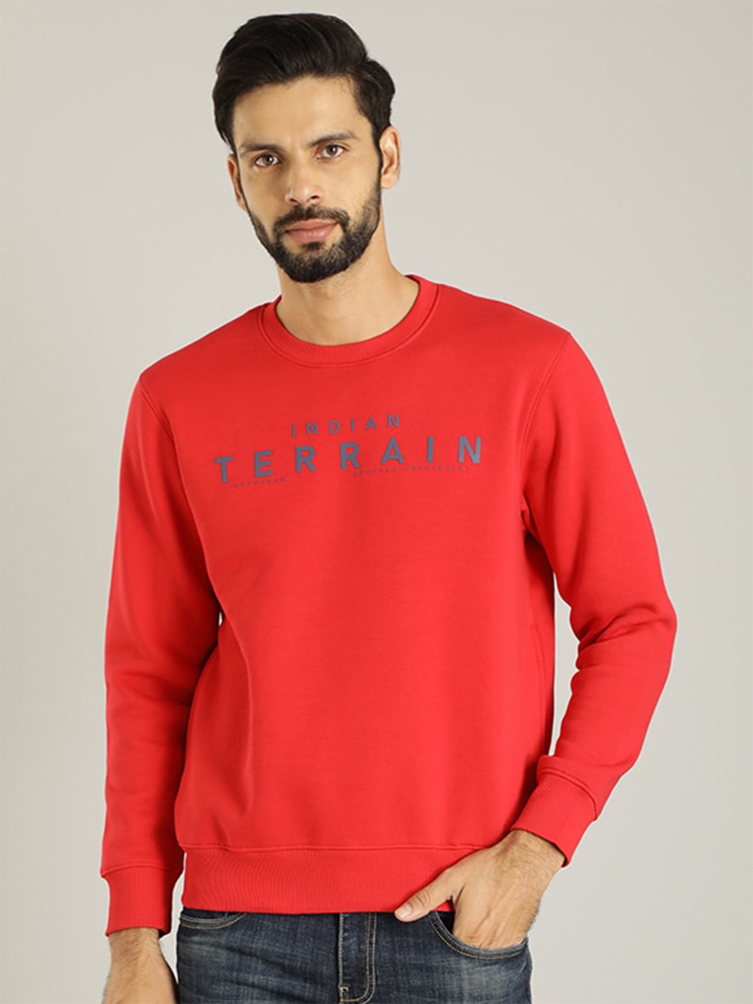 

Indian Terrain Typography Pullover Sweatshirt, Red