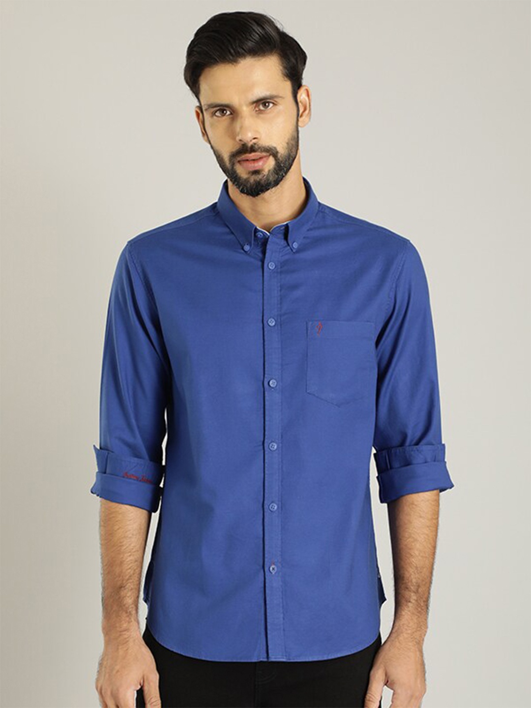 

Indian Terrain Classic Opaque Pure Cotton Casual Shirt, Blue