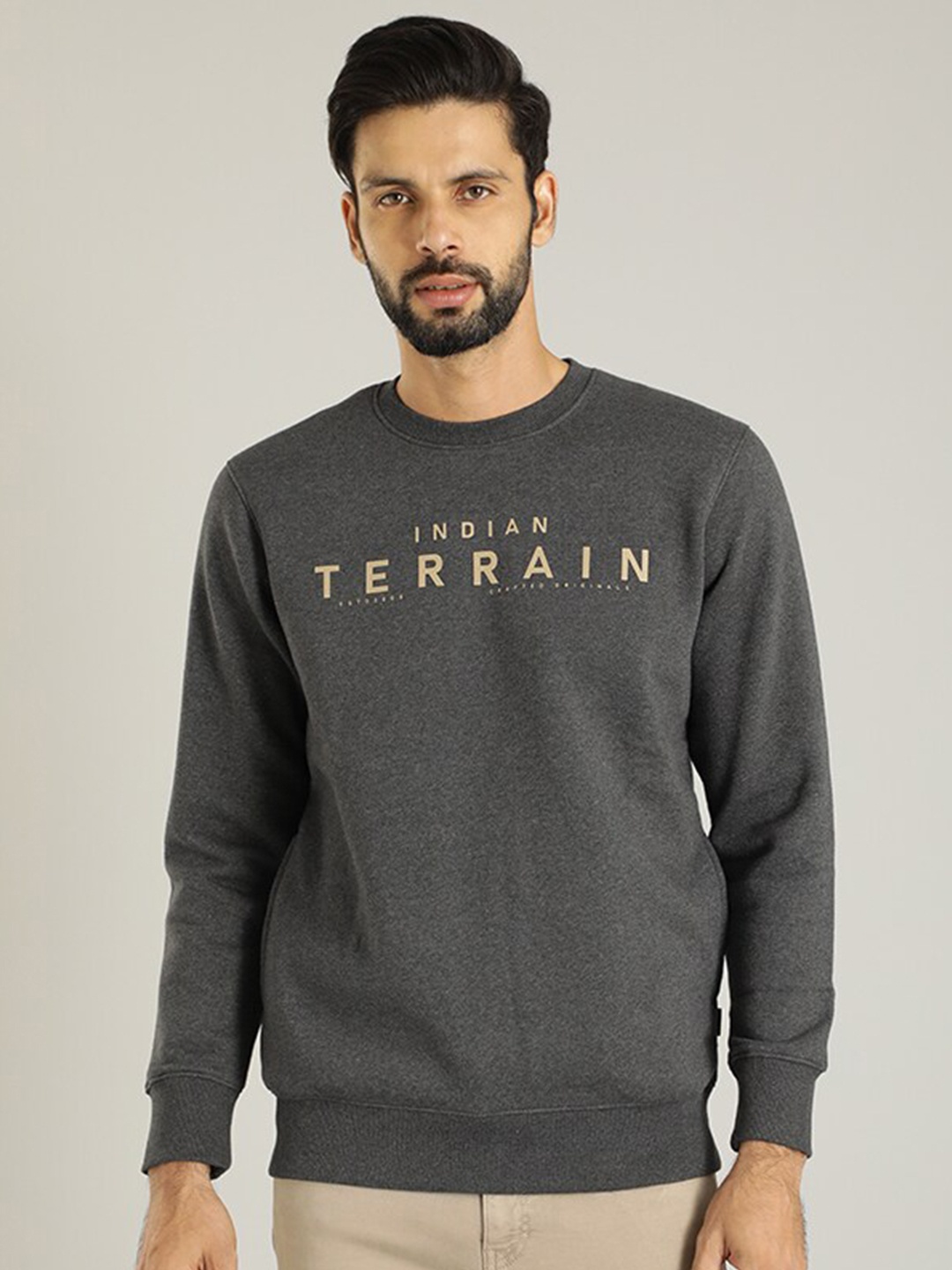 

Indian Terrain Typography Pullover Sweatshirt, Grey