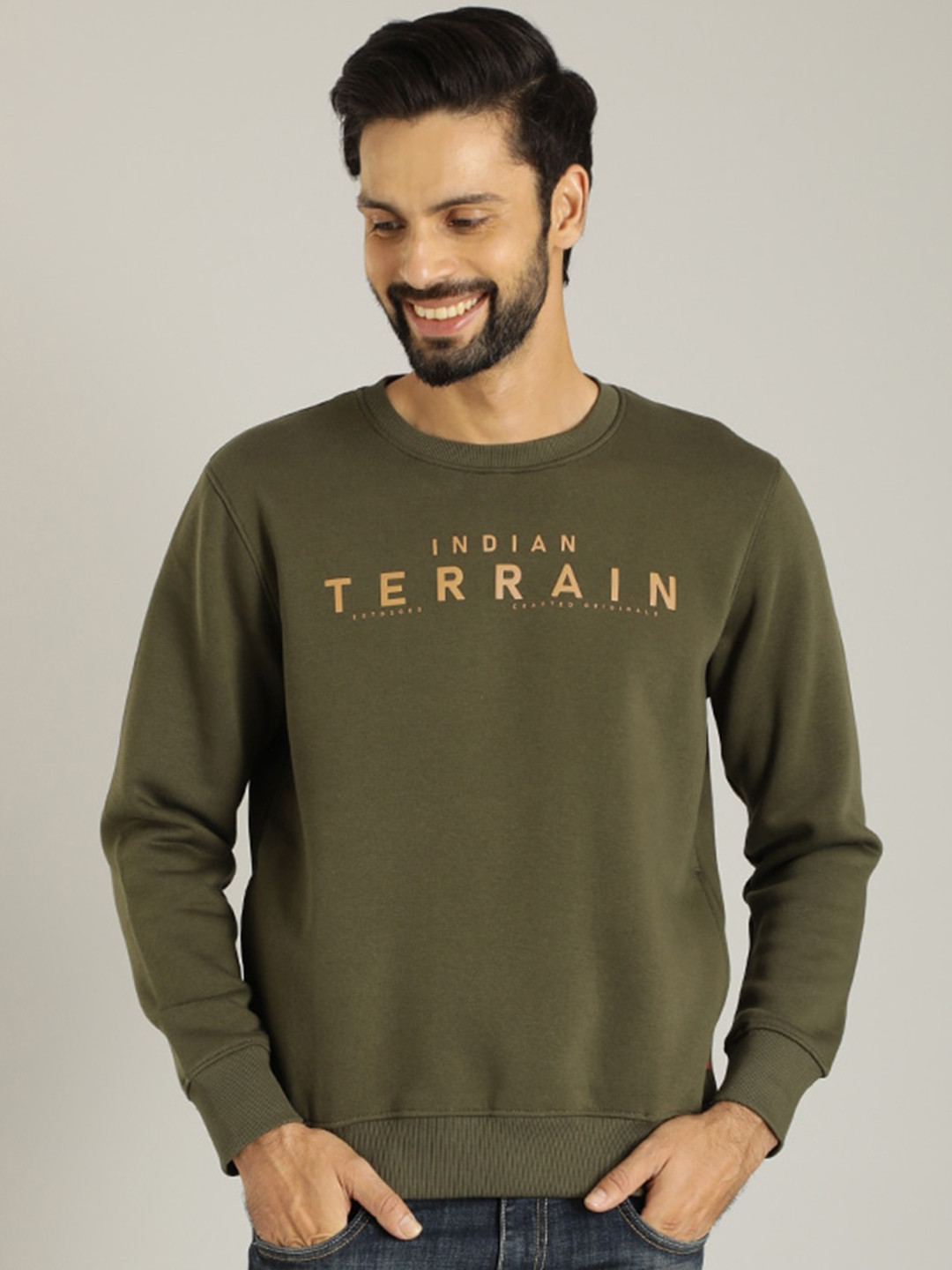 

Indian Terrain Typography Pullover Sweatshirt, Green