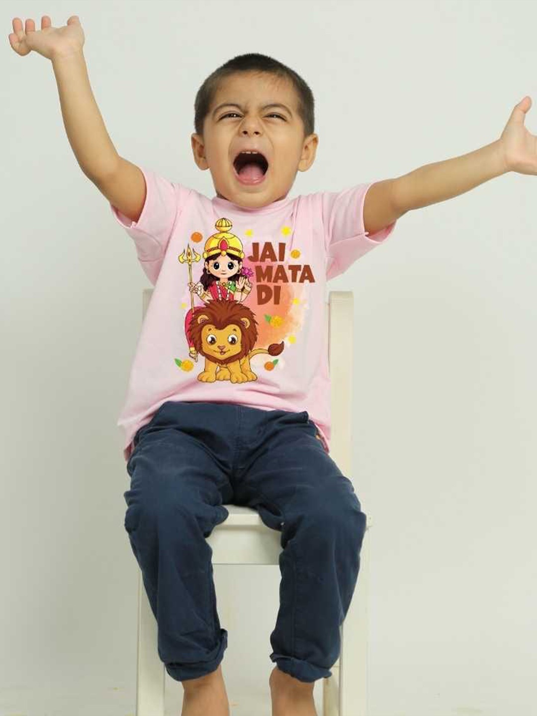 

KNITROOT Kids Graphic Printed Round Neck T-shirt, Pink