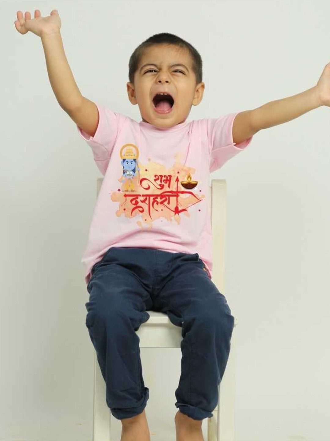 

KNITROOT Kids Graphic Printed Regular Fit Casual T-shirt, Pink