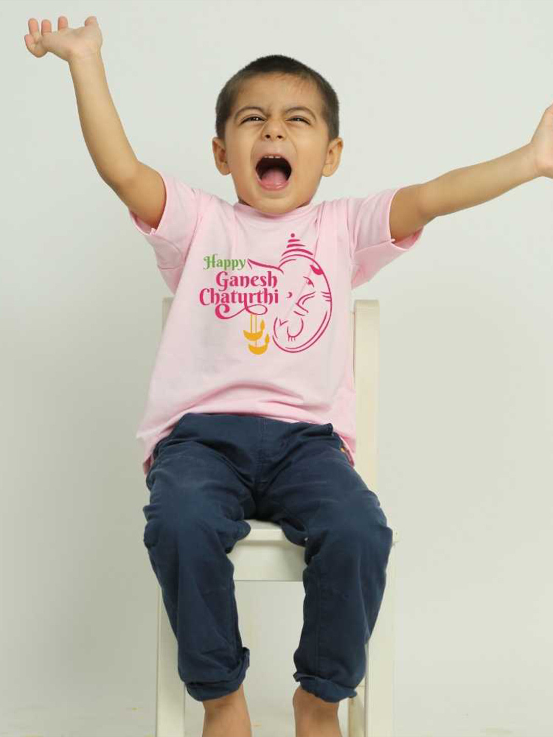 

KNITROOT Kids Graphic Printed Regular Fit Casual T-shirt, Pink
