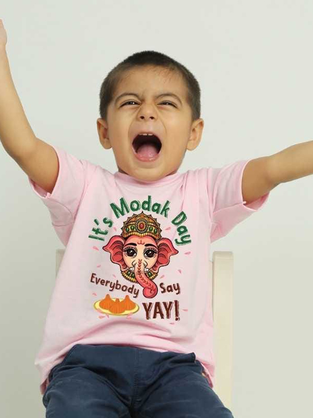 KNITROOT Infants Kids Graphic Printed Cotton T-shirt, Pink