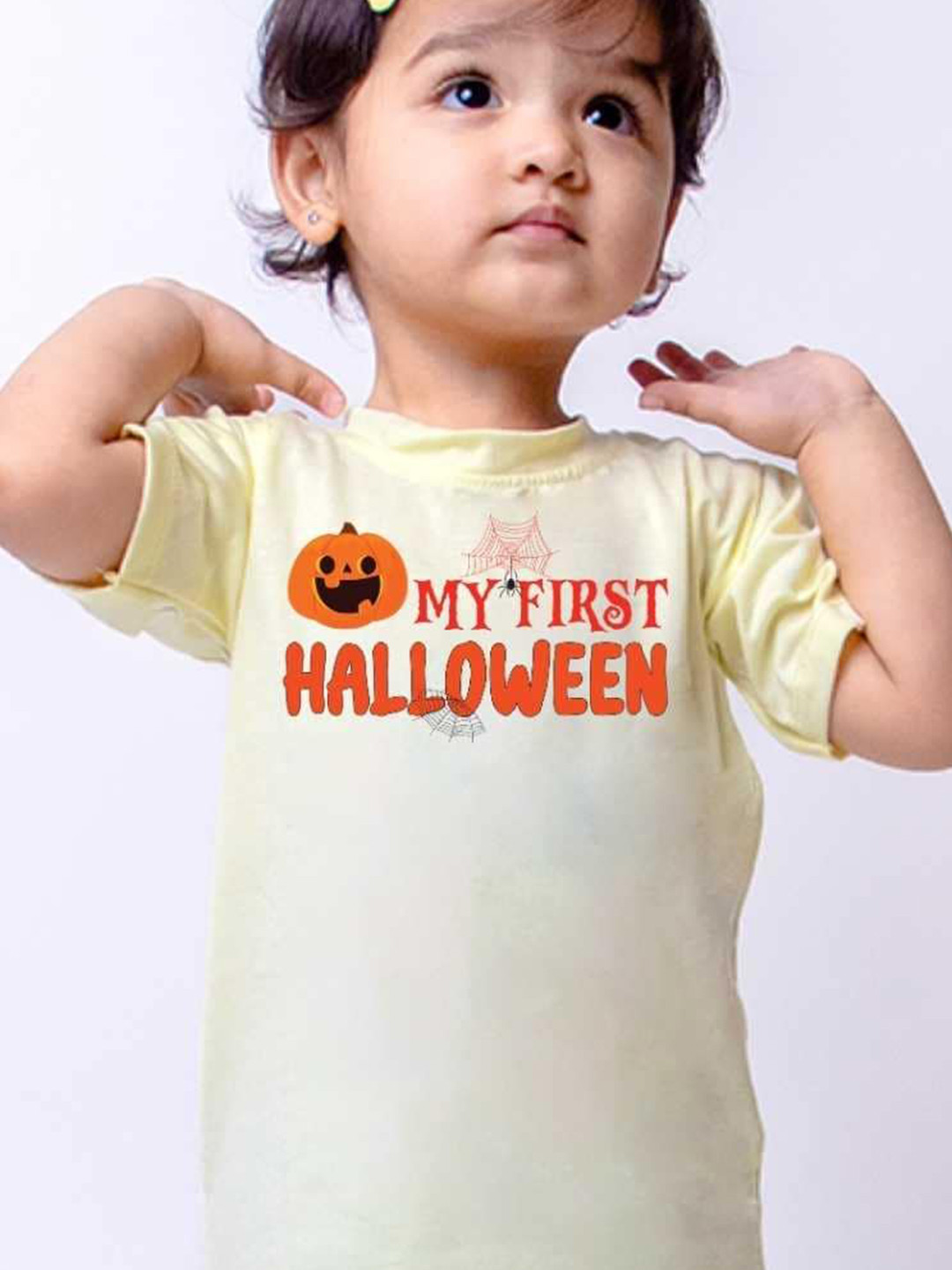 

KNITROOT Infants Kids Printed Cotton T-shirt, Yellow