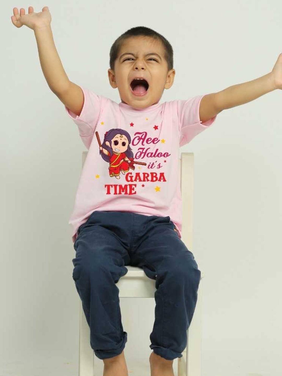 

KNITROOT Kids Graphic Printed Cotton T-shirt, Pink