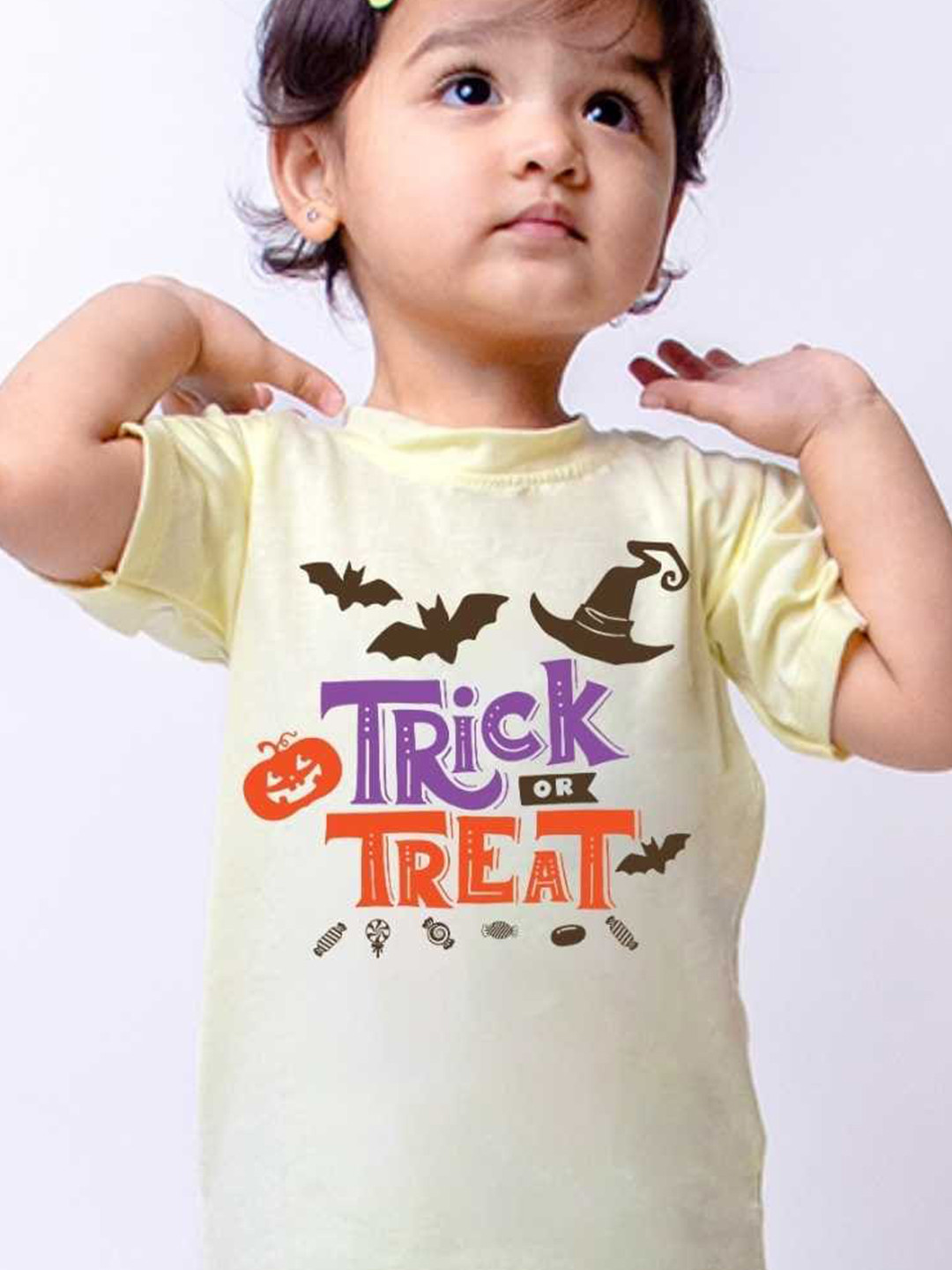 

KNITROOT Infants Typography Printed Round Neck Sleeves Cotton T-shirt, Yellow