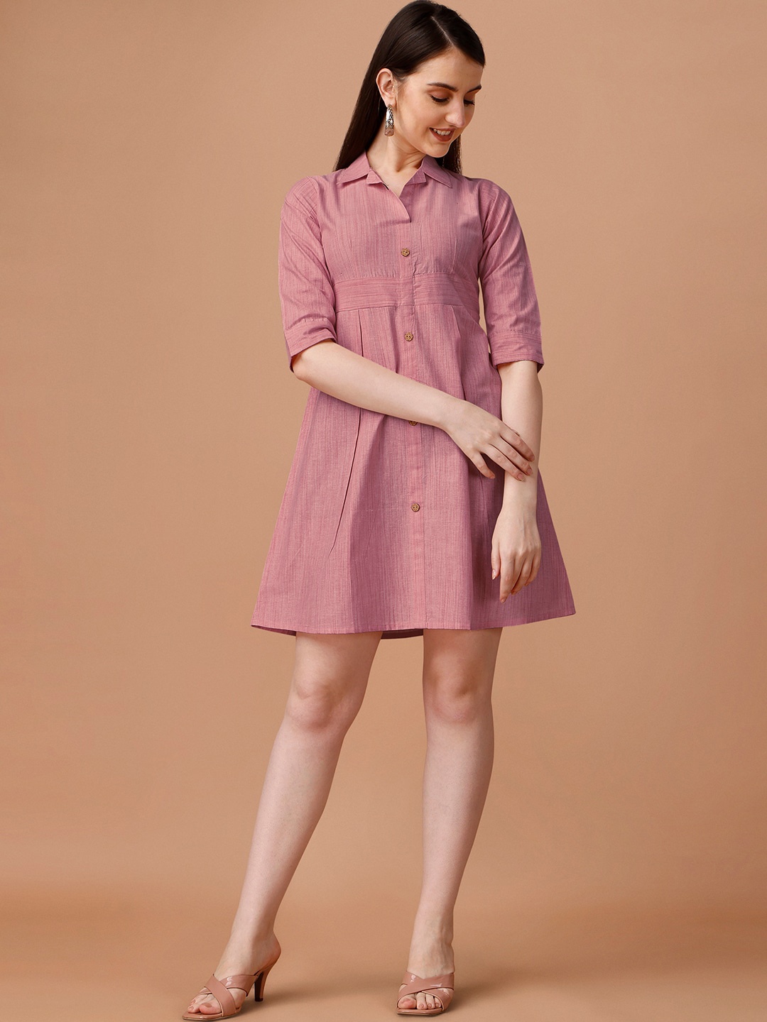 

KALINI Pure Cotton A-Line Mini Dress, Pink
