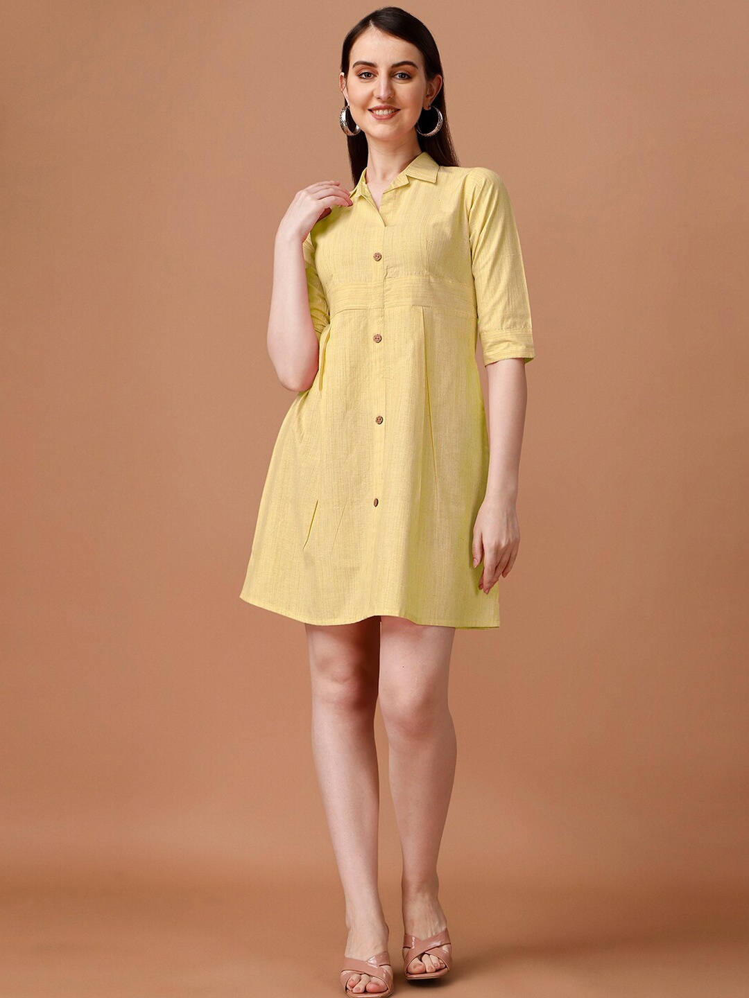 

KALINI Pure Cotton A-Line Mini Dress, Yellow