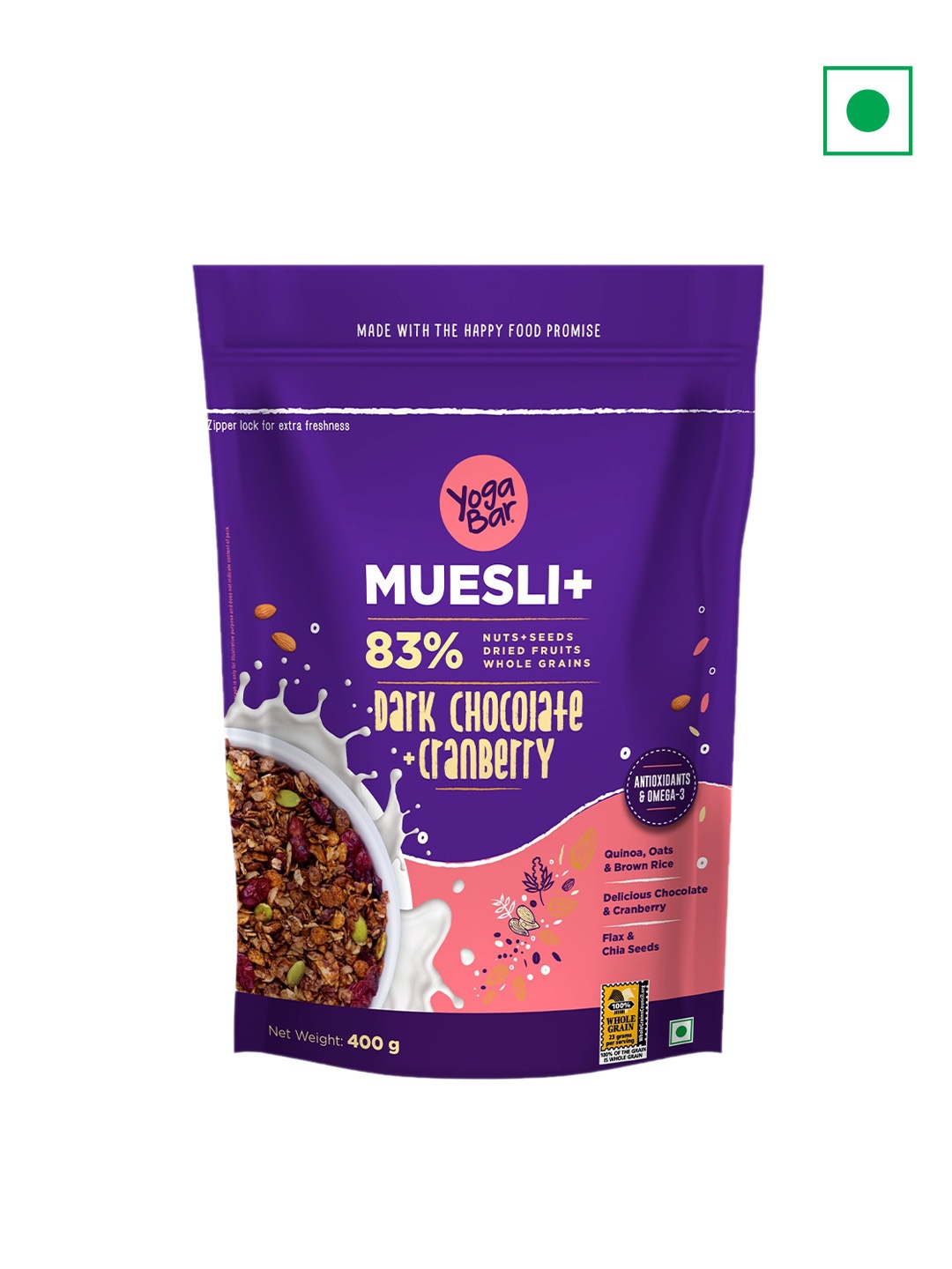 

Yogabar Dark Chocolate Muesli - 400 Gms, Blue