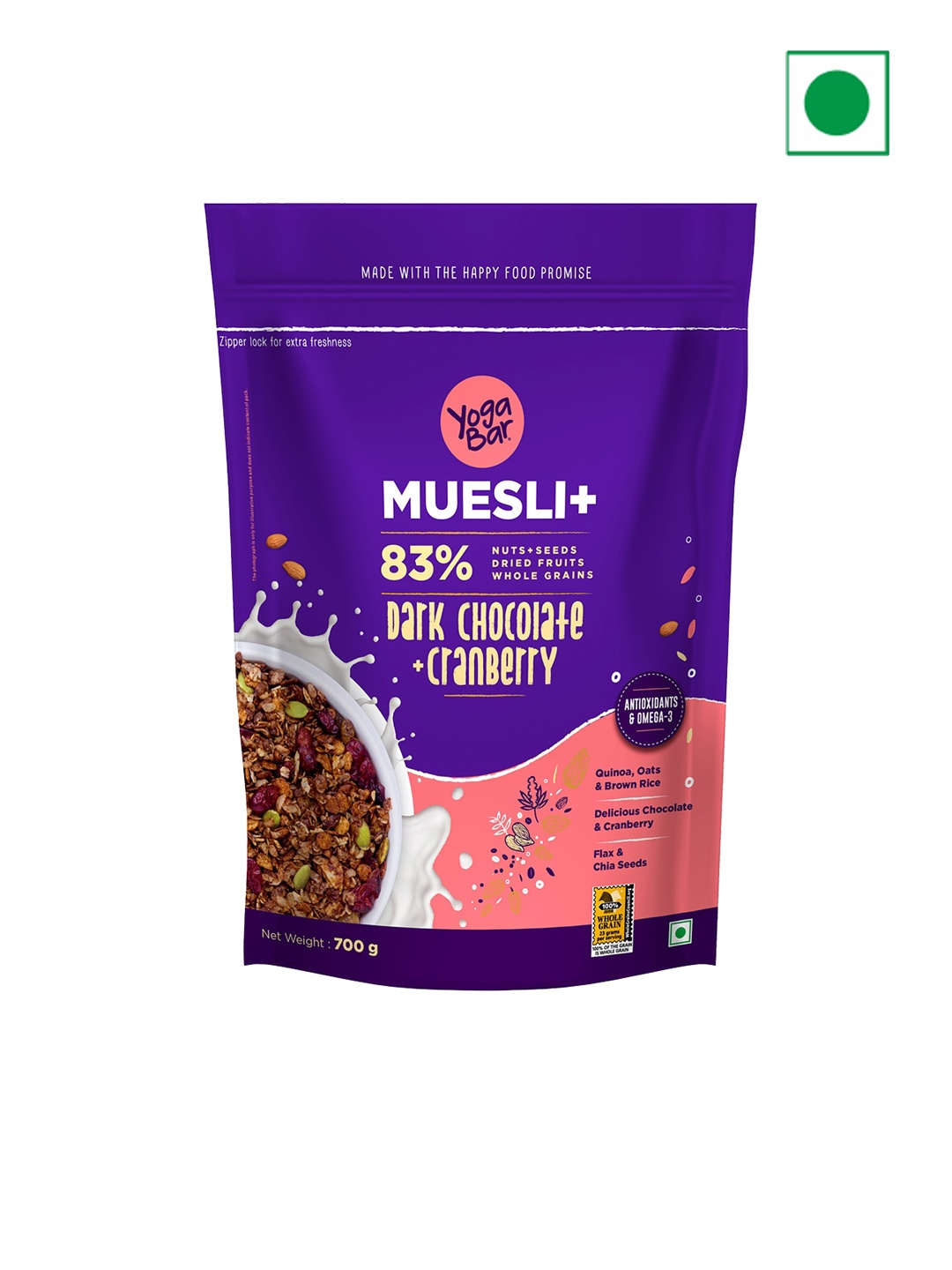 

Yogabar Dark Chocolate Muesli - 700 Gm, Blue
